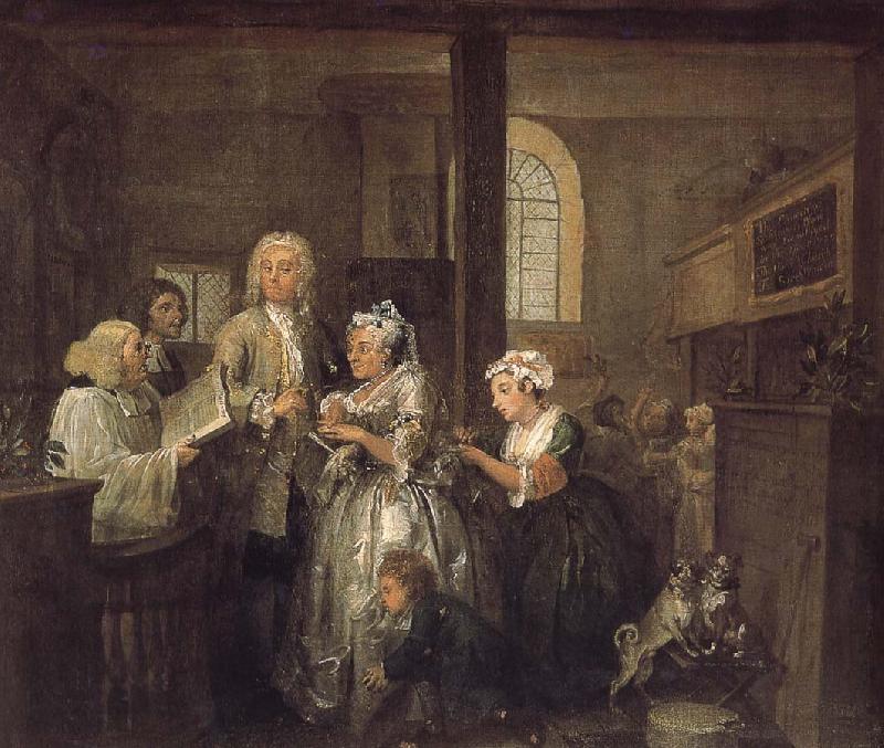 William Hogarth Prodigal son with the old woman to marry